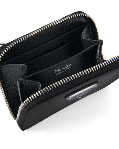 prada textured leather card holder|Saffiano and smooth leather card holder .